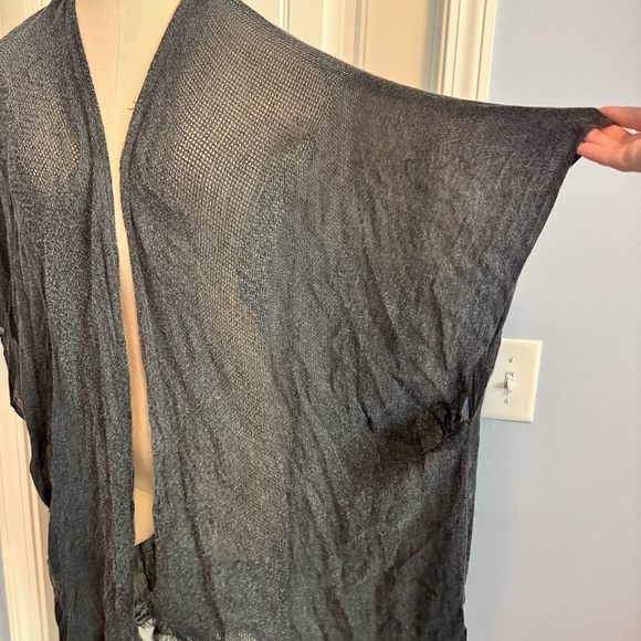 Free People One Size Gray Wrap Ruana Shawl Cardigan ~ Minimalist Lagenlook - Picture 3 of 6
